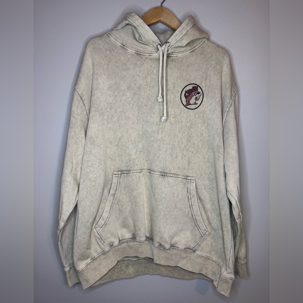 Buc-ee’s Hoodie Large Washed Tan Graphic Pullover